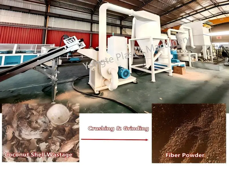 Essai de ligne WPC de recyclage de coques de noix de coco pour un client vietnamien